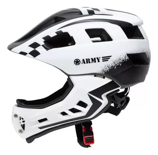 Capacete Bike Infantil Army Grid C/ Queixeira Branco Preto