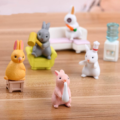 A 12 Piezas Conejitos En Miniatura Jardín De Hadas