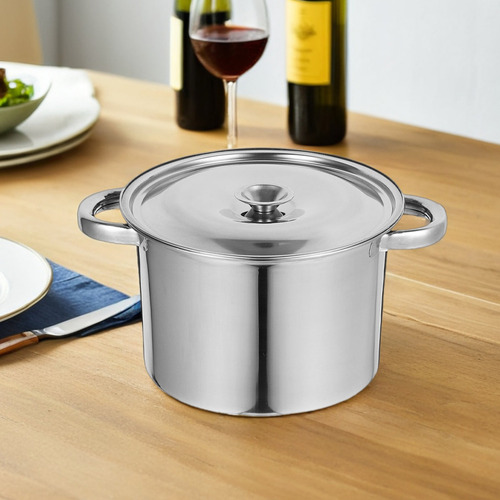 Olla De Acero Inoxidable Con Tapa Y Asas De Alta Resistencia
