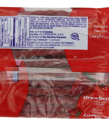Bala Twizzlers Twists Strawberry - Tiras Morango 453g