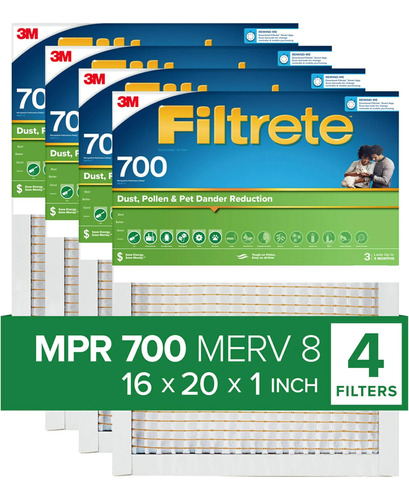 Filtrete 16x20x1 Filtro De Aire Mpr 700 Merv 8, Polvo, Polen