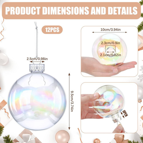 12 Esferas Iridiscentes De Navidad Para Colgar De Plastico