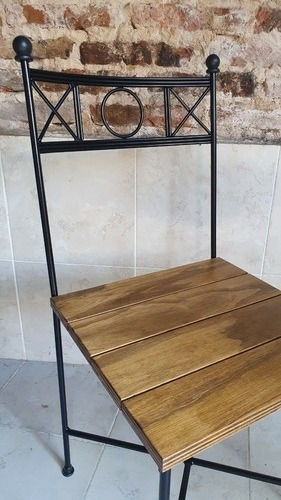 Imagen 4 de 8 de Silla De Hierro Con Asiento Madera Ideal Quincho Exterior