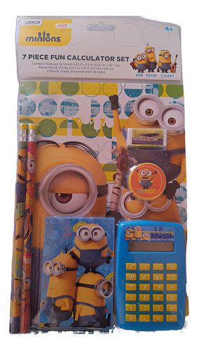 Set Escolar Minions Calculadora, Libreta, Lapices Y Mas