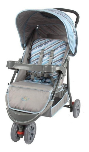 Carrinho de bebê de paseio Baby Style Junne azul com chassi de cor cinza