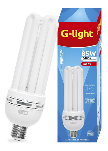 Lâmpada Fluorescente Alta Potência 85w 5u 127v E27 Frio Cor da luz Branco-frio