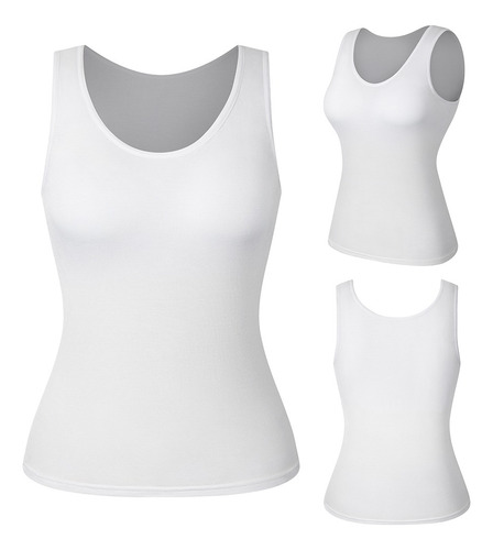 Pack 4 Piezas Camiseta Tank Top Dama Lisa Algodón
