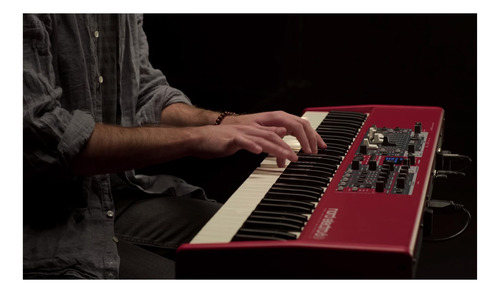 Paquete Teclado Semipesado Soporte Pedal Auriculares Cerrado Rojo