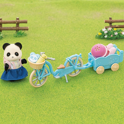 Sylvanian Families Panda Bicicleta Patines Muñeco Juguete Tx