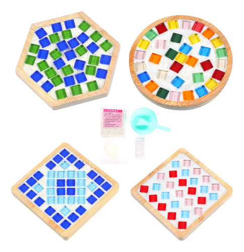 4 Juegos De Posavasos De Mosaico De Vidrio Para Manualidades