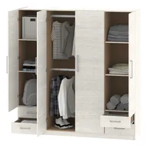 Comprar Placard Ropero Mueble Dormitorio Cuarto 4 Puertas 180 X 180 Cm 6 Estantes 4 Cajones Guarda Ropa Perchero Color Venezia Melamina Pac170 Dielfe