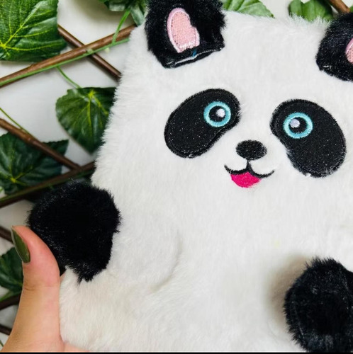 Caderno Agenda Pelúcia 80 Folhas Brochura Capa Dura Panda Panda