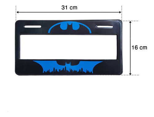 Set 2 Portaplacas Universal Batman Azul + 4 Tapones Aire