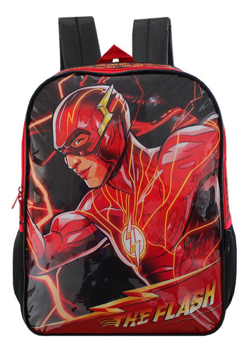 Mochila De Costas Escolar The Flash Liga Da Justiça Luxcel Cor Preto