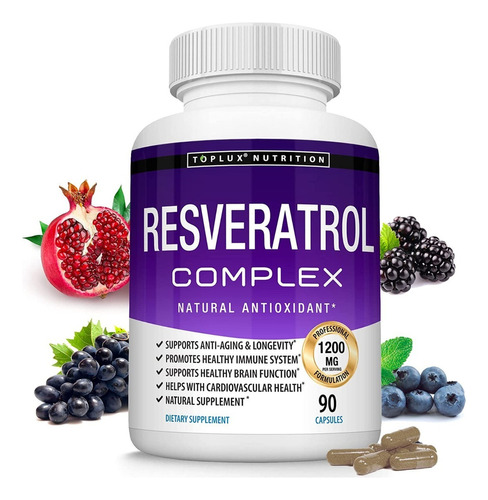 Resveratrol 90 Caps Toplux - Unida - Unidad A $2499