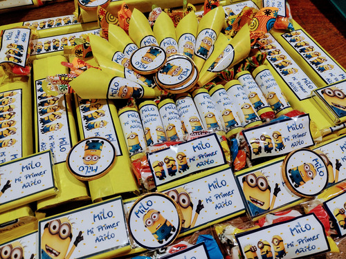 Minions Amarillos Candy Bar - 10 Chicos/70 Golosinas !