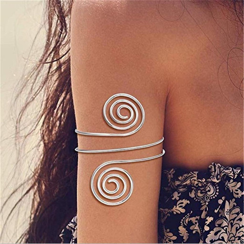 Pulsera Hueca En Capas De Brazalete Ancho Plata
