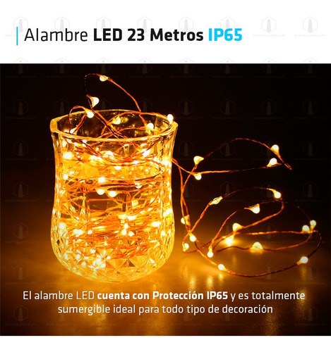 Alambre Luces Led 23 Metros Calido Exterior 220v Navidad