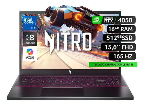 Gamer Nitro Anv15-52 Core 5 Rtx 4050 16Gb 512Gb 15.6 Fhd