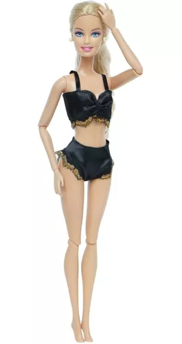 Lingerie Luxo Para Boneca Barbie Roupa Robe Calcinha Sutiã