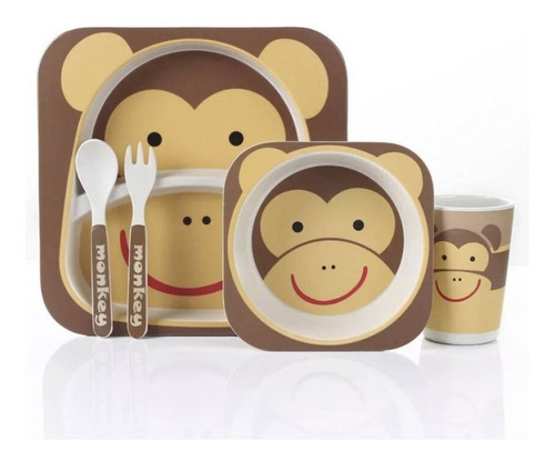 Set De Platos Para Comer De Bambú Para Bebe 5pza