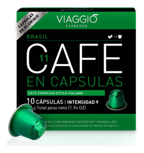 Café En Capsula  Brasil Para Nespresso Viaggio 55g 10und