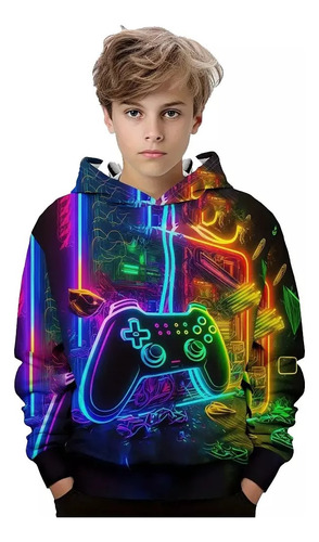 Sudadera Para Niño Con Capucha Estampado Gamer Sueter