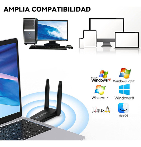 Adaptador Wifi Usb, 1300 Mbps, 5 Dbi Wifi Adaptador Usb