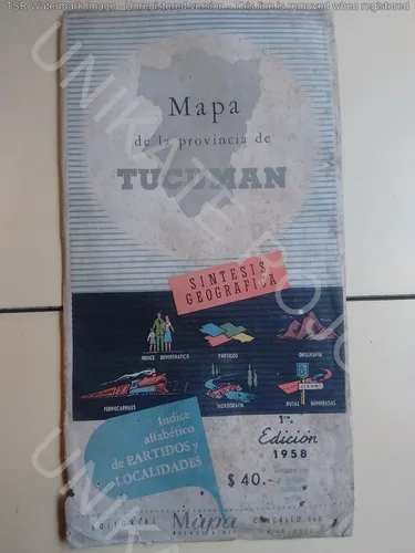 Muy Antiguo Mapa Provincia Tucumán Año 1958 Lámina Póster !! (Usado)
