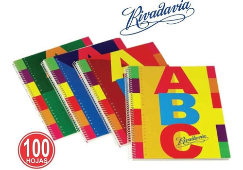 Cuaderno Rivadavia Abc Espiral 100 Hojas Rayado Cuadriculado