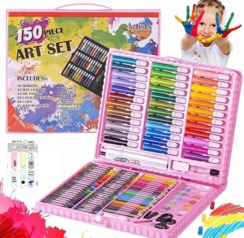 Set De Arte 150 Piezas Colores Plumones Crayolas Acuarela