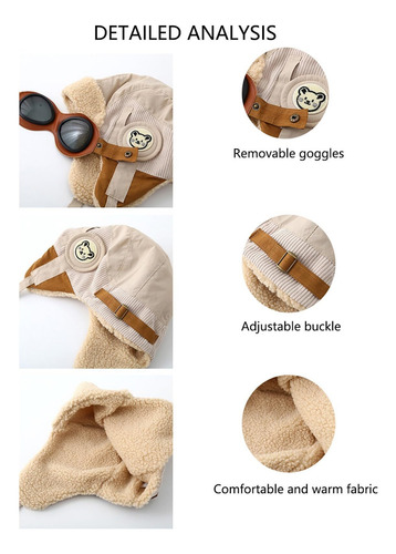 Gorro Gafas Aviador Unisex Retro Cálido Bonito Para Invierno
