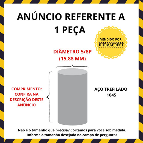 Tarugo Aço Sae 1045 Trefilado Ø (5/8p) 15,87mm X 300mm -30cm
