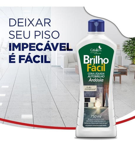 2 Unid. Cera Brilho Fácil 750ml Ardósia Casa Km Auto Brilho