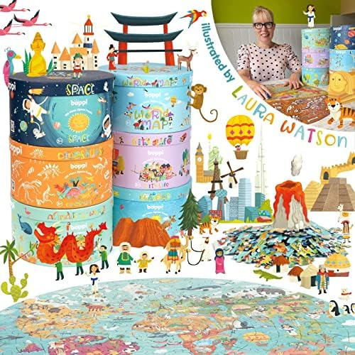 Boppi Puzzle Redondo Animales Alrededor Del Mundo Con Tarjet