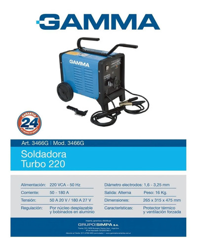 Soldadora Electrica Gamma Turbo 220 Maquina Soldar Electrodo | Envío gratis