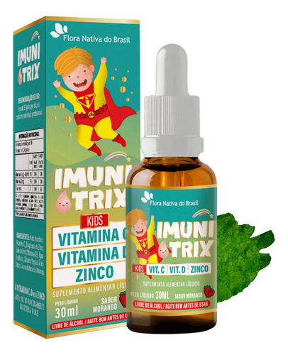 Imunitrix (vitamina C, Vitamina D, Zinco) 30ml Sabor Morango