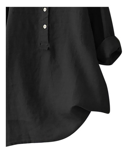 Blusas Femininas Com Decote Em V, Manga Comprida, Botão Solt