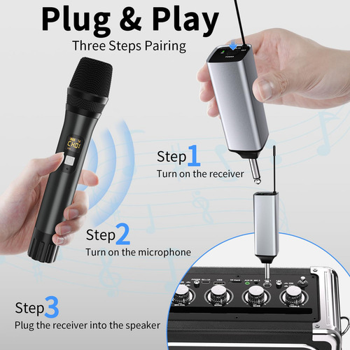 Microfono Inalámbrico Uhf Dual Con Receptor Recargable - 200