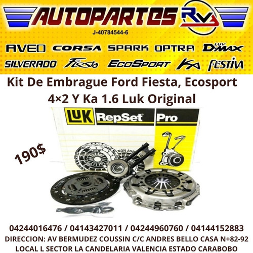 Kit De Embrague Ford Fiesta,ecosport 4×2 Y Ka 1.6  