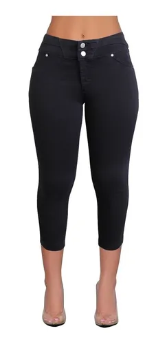 Pantalon capri negro mujer sale