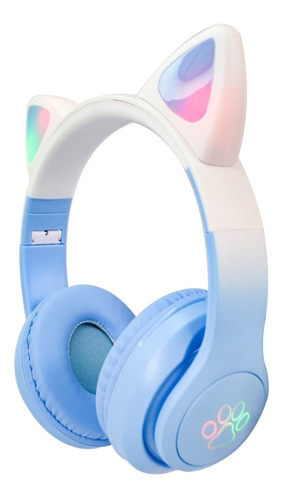 Audífonos gamer inalámbricos CAT STN-28 azul con luz  rgb LED