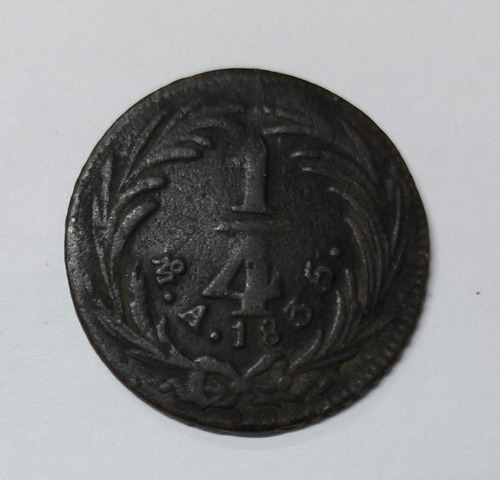 1/4 De Real 1835 D.f. Republica, Cobre Federal. Xf +. (Usado)