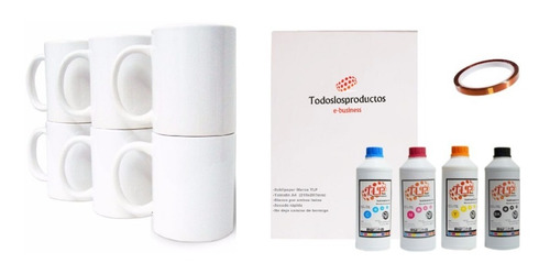 Imagen 1 de 10 de Taza Blanca 11oz Tlp 36 Piezas + Papel A4 +tinta 250ml Tlp Premium Cmyk+ Cinta