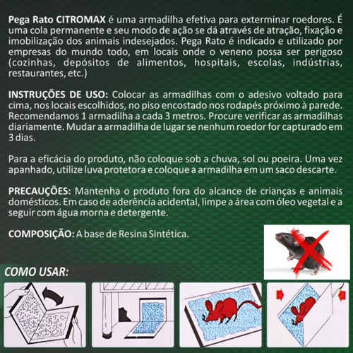 Armadilha Ratoeira Adesiva Rato Camundongo Não Tóxica 12un