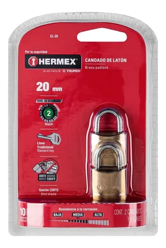 comprar Blíster Con 2 Candados De Latón De 20mm Con Gancho Corto
