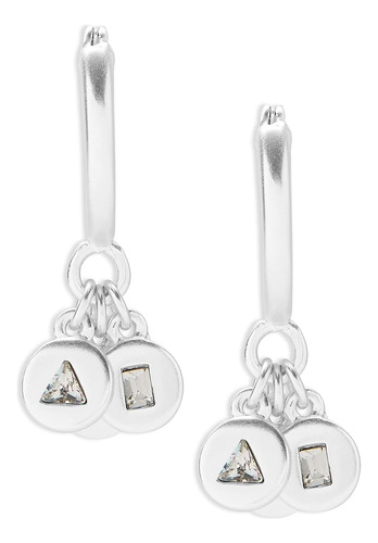 Aretes Aro Con Dije Pave Plata Talla Unica Talla Unica Metal