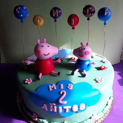 Adorno Aplique Para Torta Peppa Y George Pig Porcelana Fria