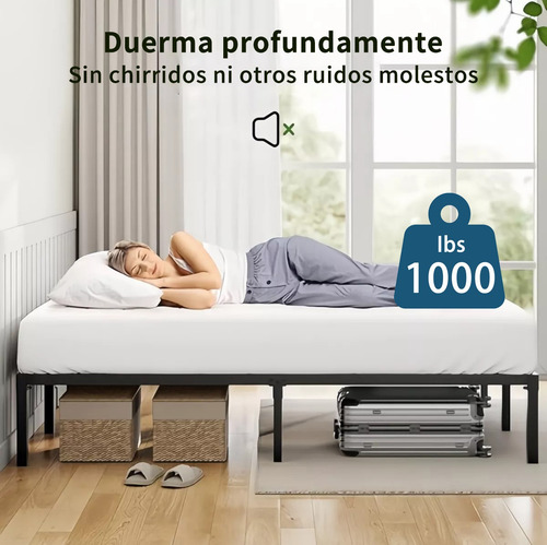 Base De Cama Recamara Individual Metal Camas Recamaras Soporte De Cama De Plataforma Metálico Resistente Con Tablillas De Acero Para Almacenamiento, Fácil De Montar 190*97*36cm O.p. Openfar