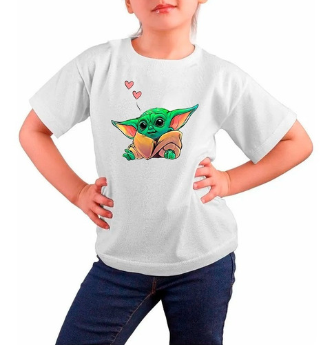 Polera Estampada 100%algodón Niña Baby Yoda Star Wars Grogu